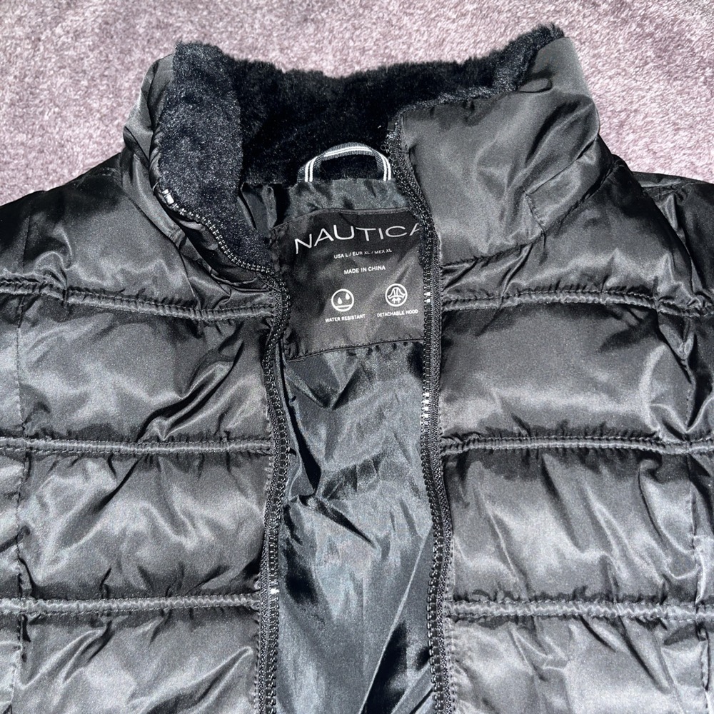 NAUTICA Coat Adult  L  Black Puffer Pockets Winter Womens  Pre Owned